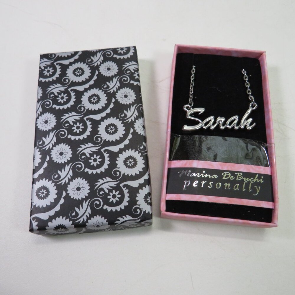 Sarah necklace with gift box silver toned 18 in personalized jewelry